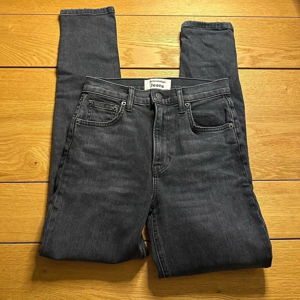 Reformation high & skinny crop black jeans 25